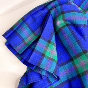 Vintage Blue and Green Plaid Midi Skirt